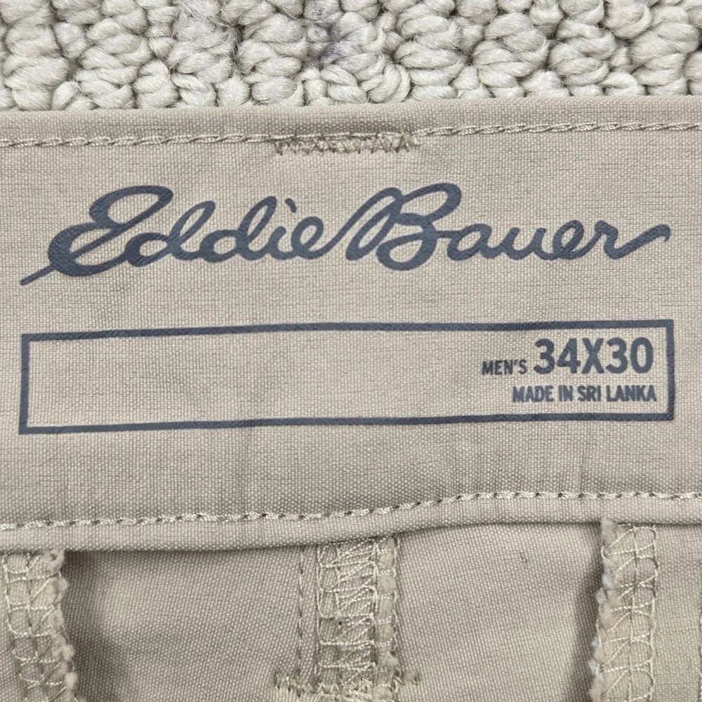 Eddie Bauer Horizon Guide Chino Pants Khaki Tan Nylon Stretch Mens 34x30‎
